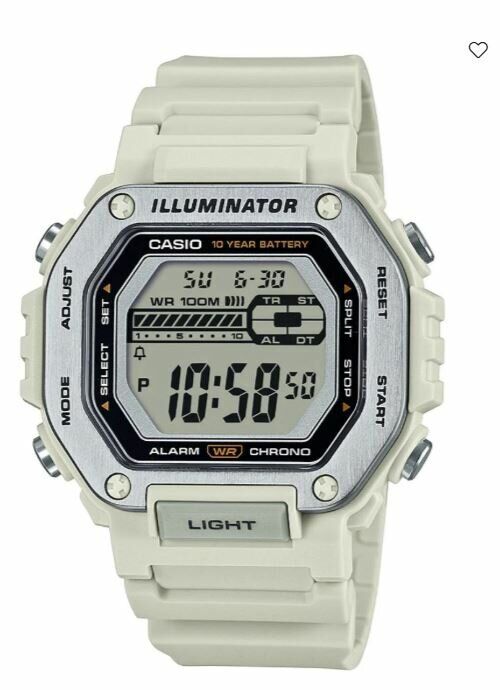 Casio MWD-110H-8AVDF Quartz Dijital Silikon Krem 10 ATM 47 mm Erkek Kol Saati