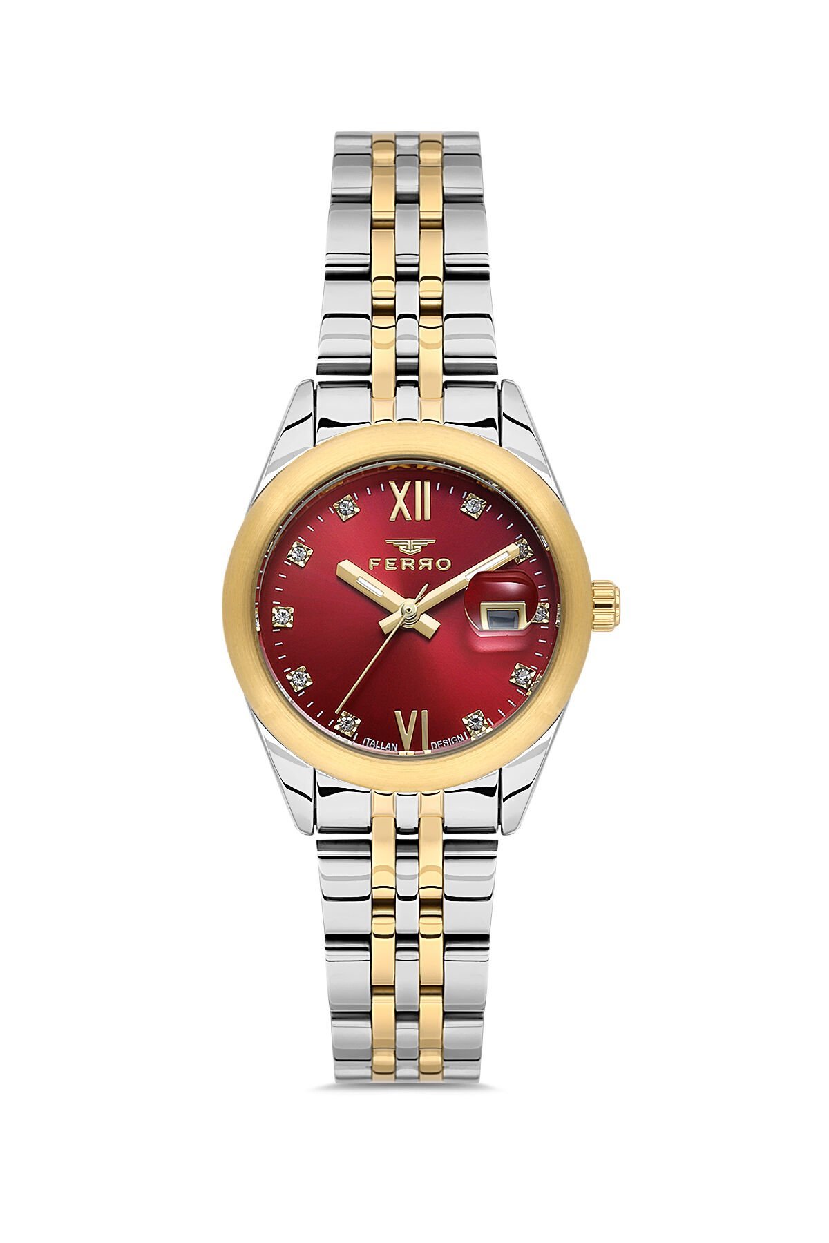 Ferro Sarı ve Gümüş Çelik Kordon Kadın Kol Saati FL21618AWT-D8 3ATM Su Geçirmez 2 Yıl Garantili