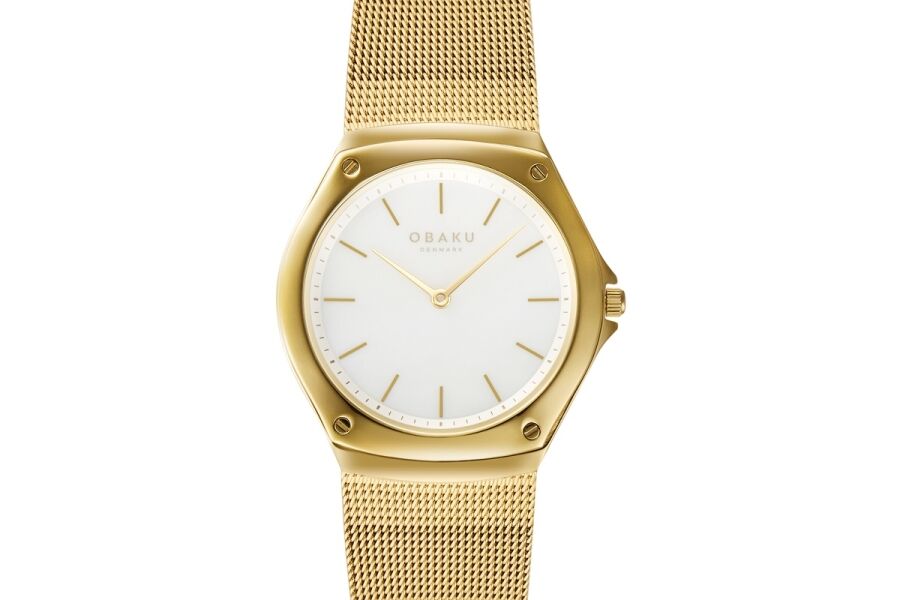 Obaku Denmark V316LXGWMG Quartz Hasır Kordon Altın Rengi Beyaz Kadran 33 mm Kadın Kol Saati