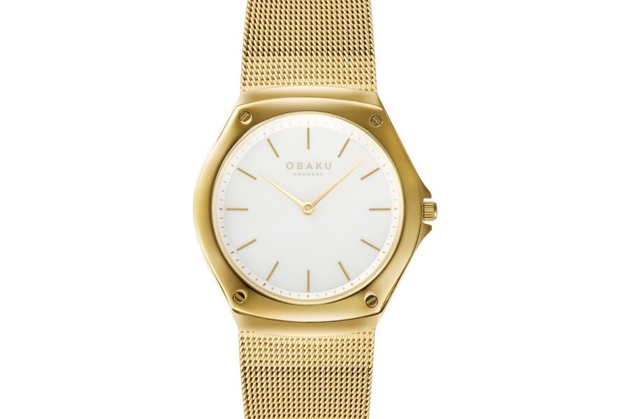 Obaku Denmark V316LXGWMG Quartz Hasır Kordon Altın Rengi Beyaz Kadran 33 mm Kadın Kol Saati