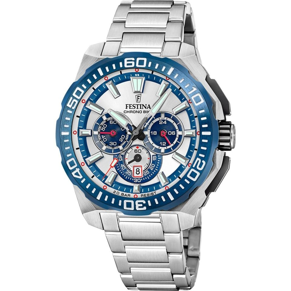 Festina F20724/1 Chrono Bike Quartz Çelik Gri 20 ATM 46 mm Erkek Kol Saati