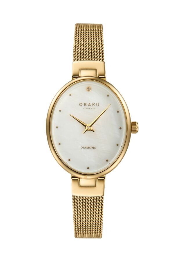 Obaku Denmark V312LXGWMG Quartz Altın Hasır Kordon 24 mm Kadın Kol Saati