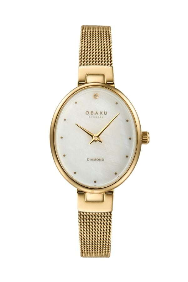 Obaku Denmark V312LXGWMG Quartz Altın Hasır Kordon 24 mm Kadın Kol Saati