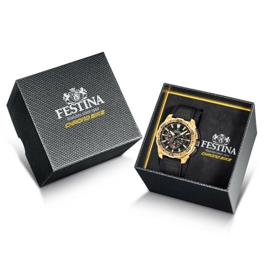 Festina F20728/3 Chrono Bike Quartz Siyah Deri Kordon 20 ATM 45 mm Erkek Kol Saati