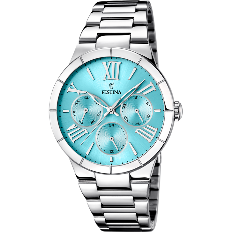 Festina F16716/4 Quartz Çelik Gri Mavi Kadran 36 mm Kadın Kol Saati