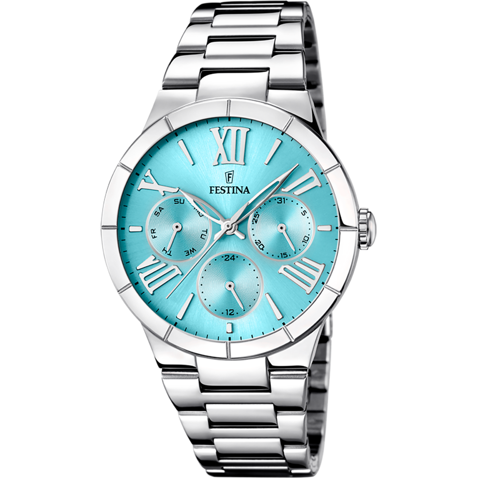Festina F16716/4 Quartz Çelik Gri Mavi Kadran 36 mm Kadın Kol Saati
