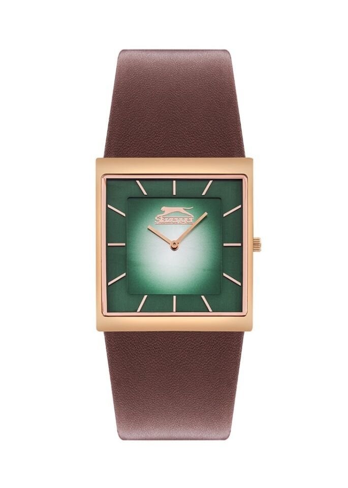 Slazenger SL.09.2210.1.04 Quartz Deri Kahverengi Yeşil Kadran 39 mm Erkek Kol Saati