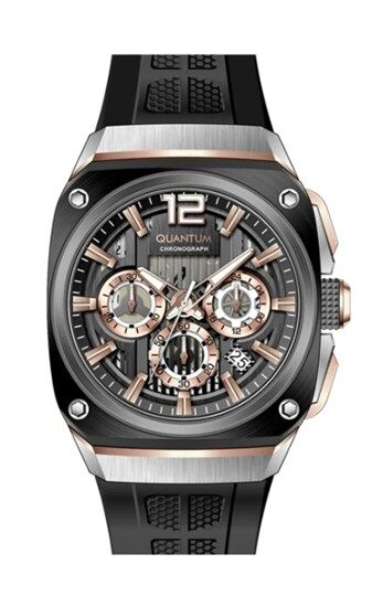 Quantum HNG1162.551 Quartz Silikon Siyah 46 mm Erkek Kol Saati