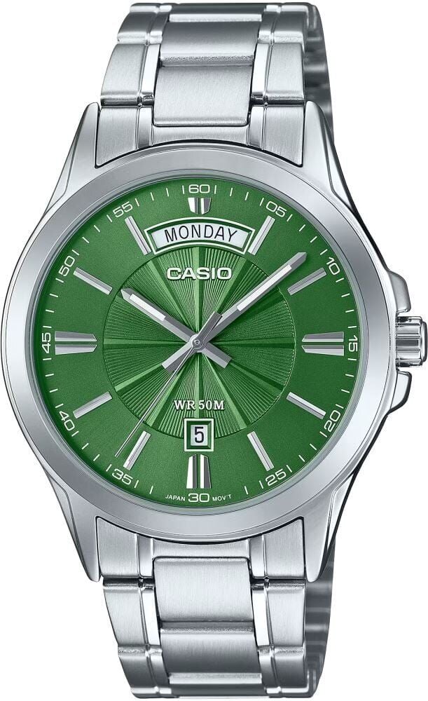 Casio MTP-1381D-3AVDF Quartz Çelik Gri Yeşil Kadran 40 mm Erkek Kol Saati