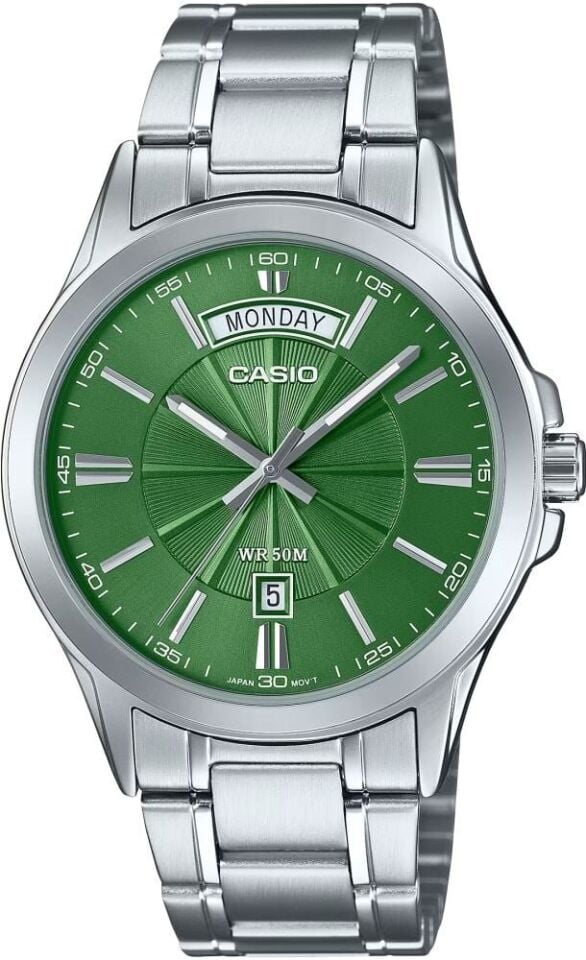 Casio MTP-1381D-3AVDF Quartz Çelik Gri Yeşil Kadran 40 mm Erkek Kol Saati