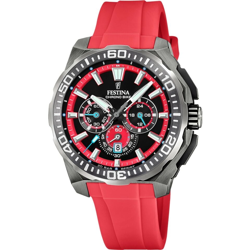 Festina F20725/5 Chrono Bike Quartz Silikon Kırmızı 20 ATM 46 mm Erkek Kol Saati
