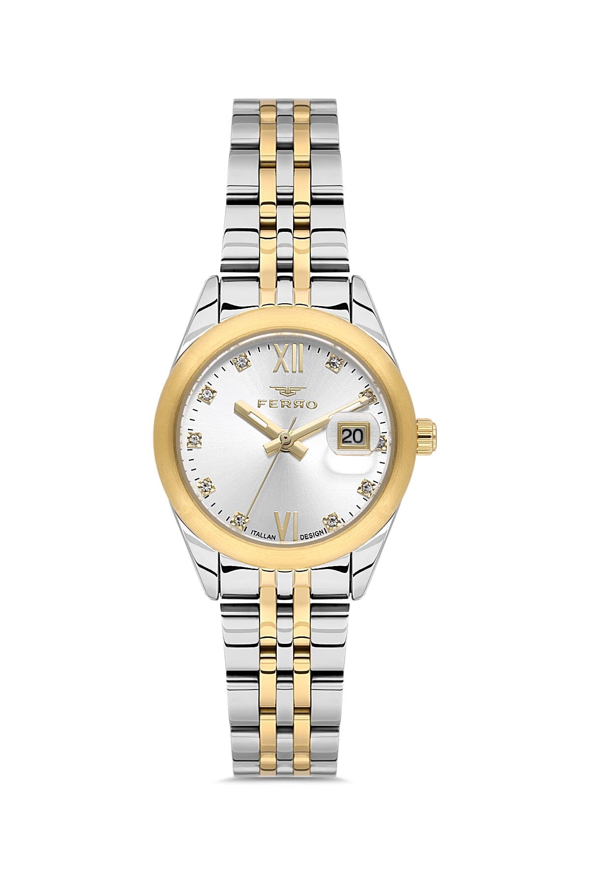 Ferro Sarı ve Gümüş Çelik Kordon Kadın Kol Saati FL21618AWT-D 3ATM Su Geçirmez 2 Yıl Garantili