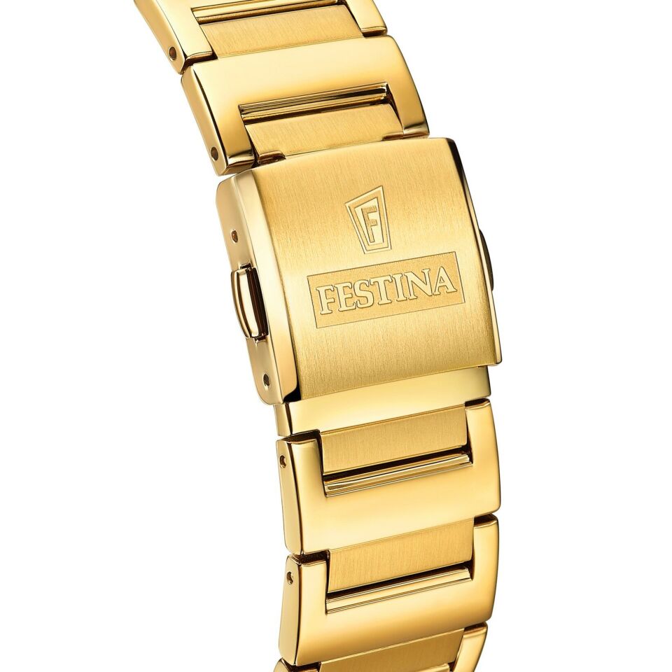 Festina F20678/5 Square Quartz Çelik Altın Rengi Yeşil Kadran 36 mm Erkek Kol Saati