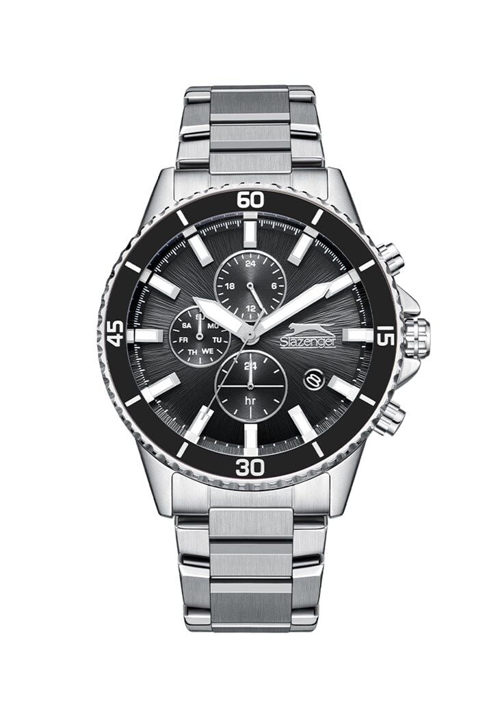 Slazenger SL.09.2436.2.05 Quartz Çelik Gri Siyah Kadran 46 mm Erkek Kol Saati