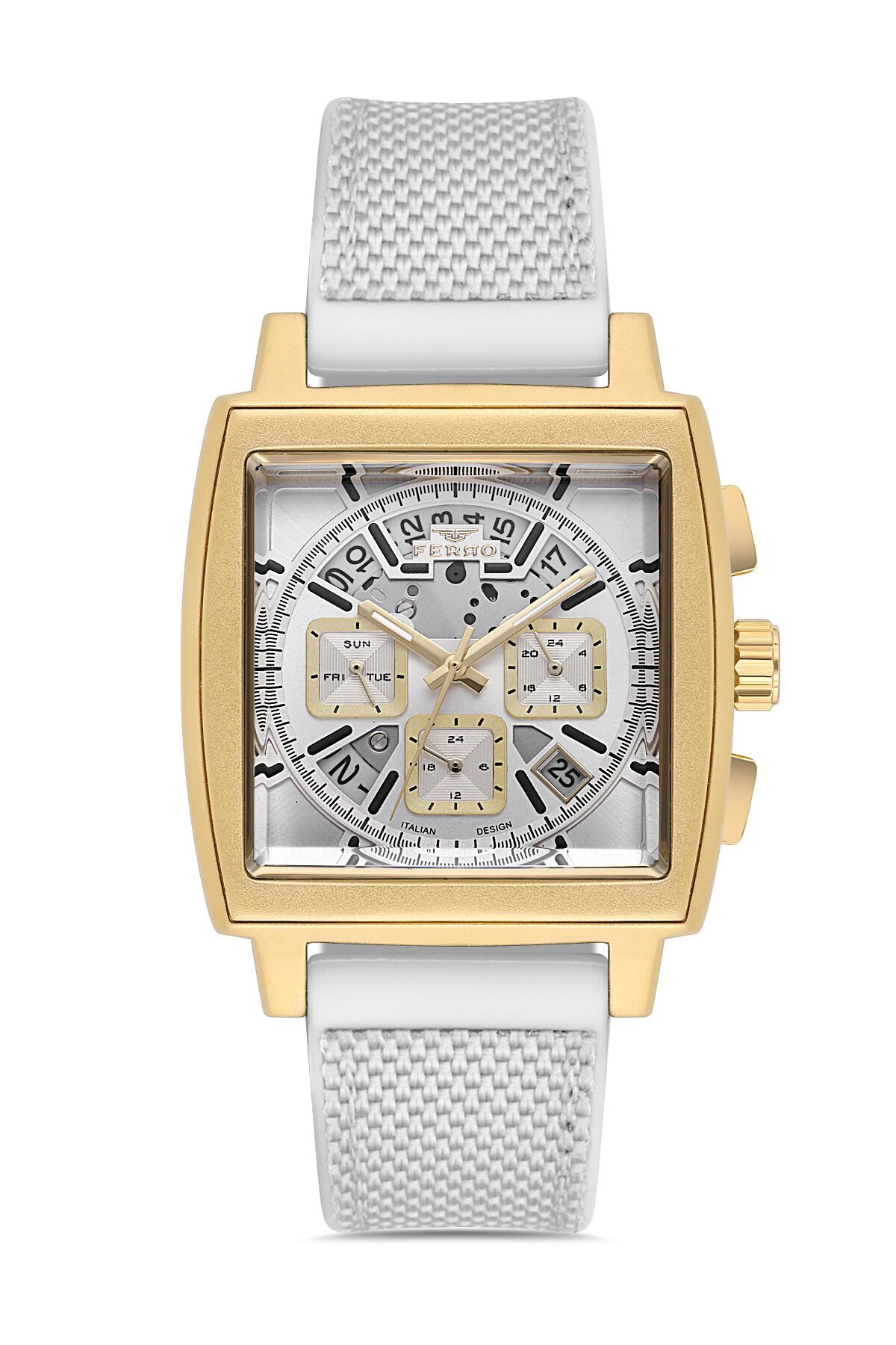 Ferro Beyaz Silikon Kordon Erkek Kol Saati FM11553DWT-D Fonksiyonları Aktif 3 ATM Su Geçirmez