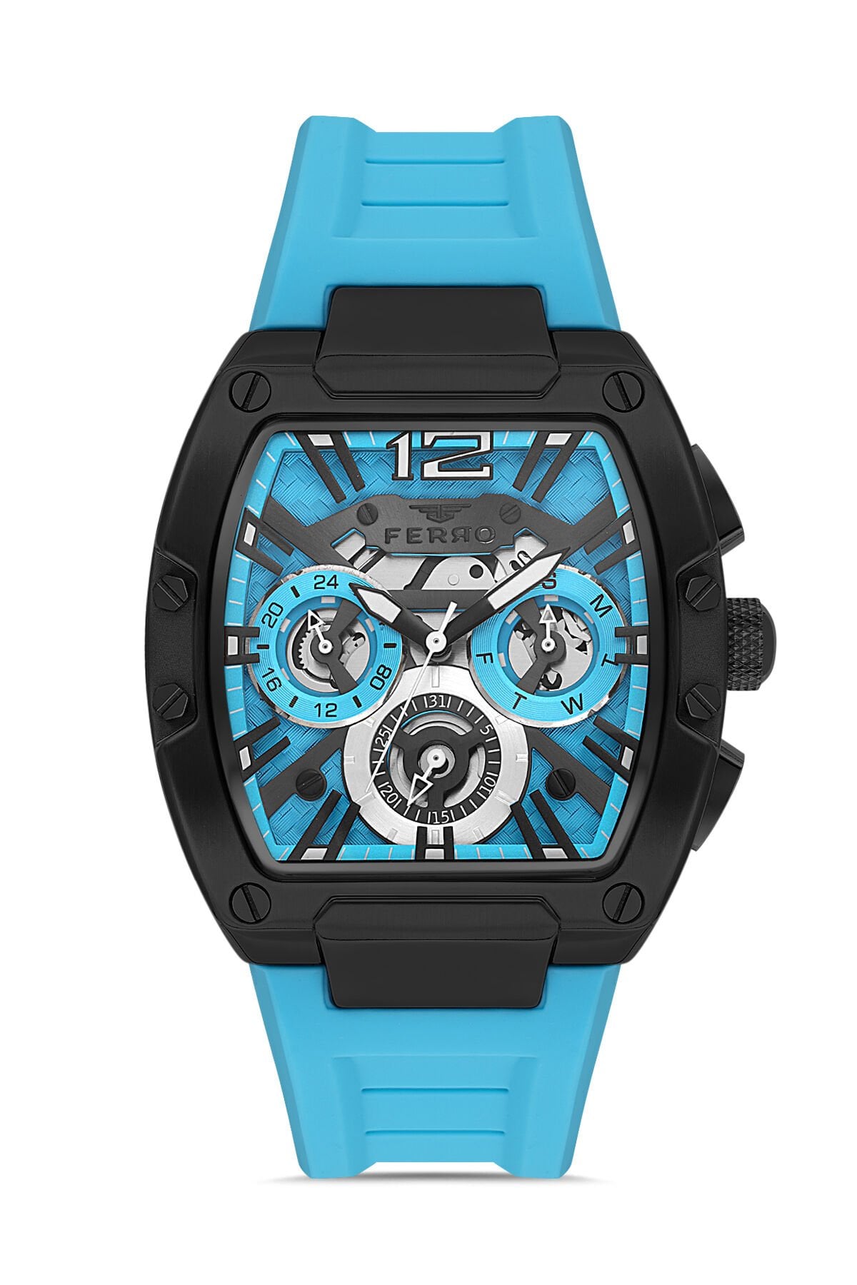 Ferro Turkuaz Silikon Kordon Erkek Kol Saati FM11527D-ZA15 Fonksiyonları Aktif 3ATM Su Geçirmez
