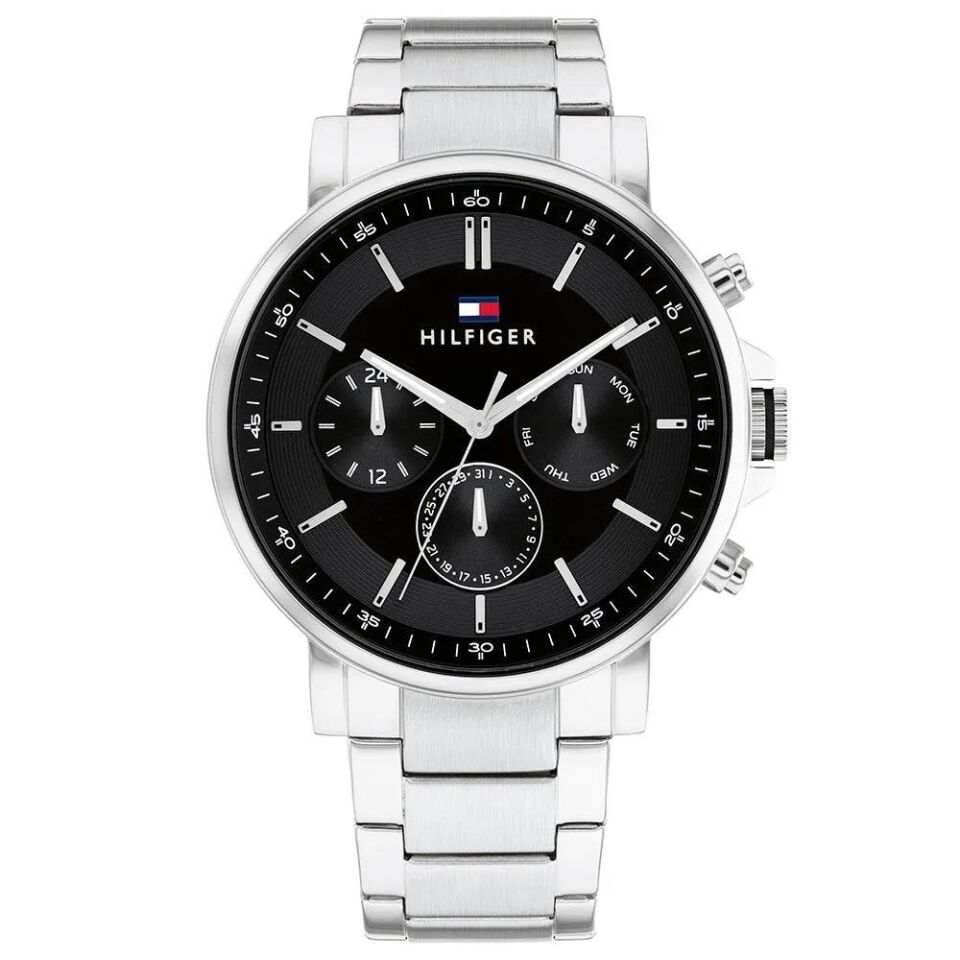 Tommy Hilfiger TH1710667 Quartz Çelik Gri Siyah Kadran 44 mm Erkek Kol Saati