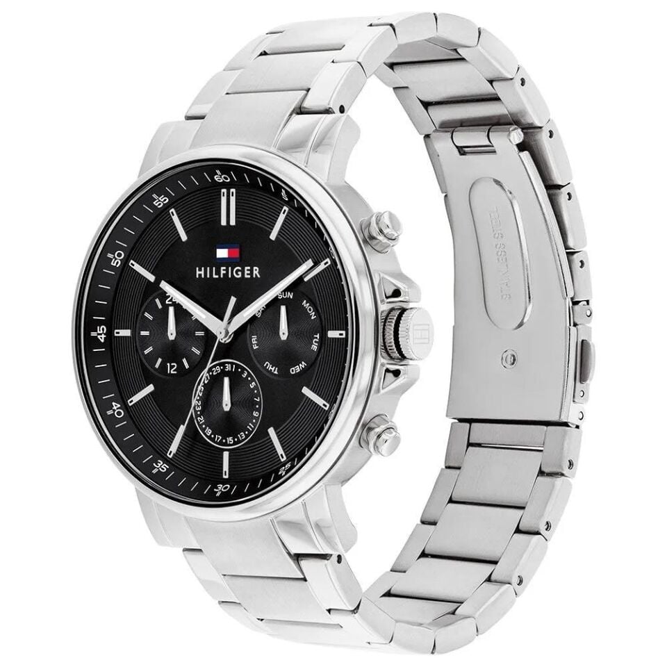 Tommy Hilfiger TH1710667 Quartz Çelik Gri Siyah Kadran 44 mm Erkek Kol Saati
