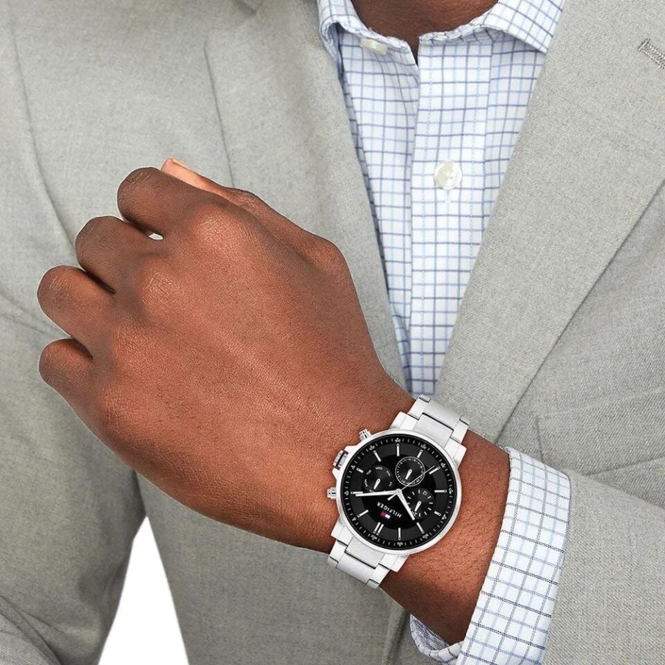 Tommy Hilfiger TH1710667 Quartz Çelik Gri Siyah Kadran 44 mm Erkek Kol Saati