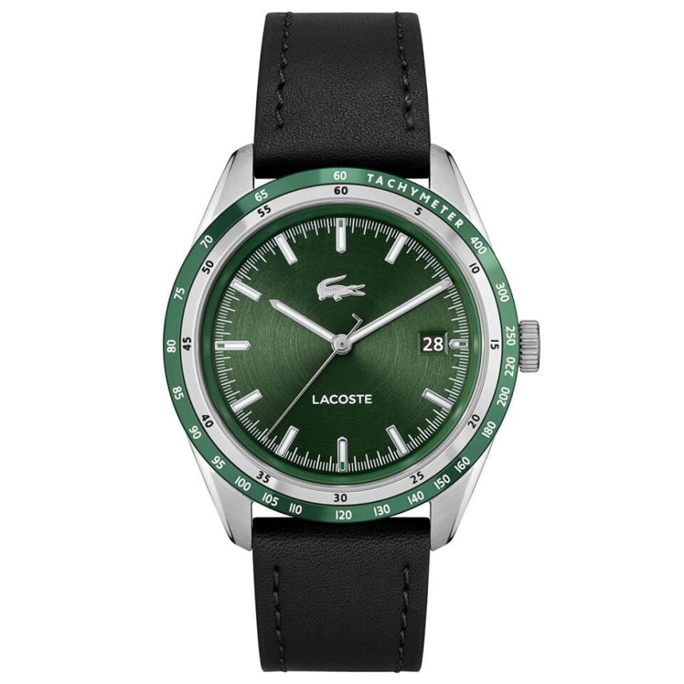 Lacoste 2011292 Quartz Deri Siyah Yeşil Kadran 40 mm Erkek Kol Saati