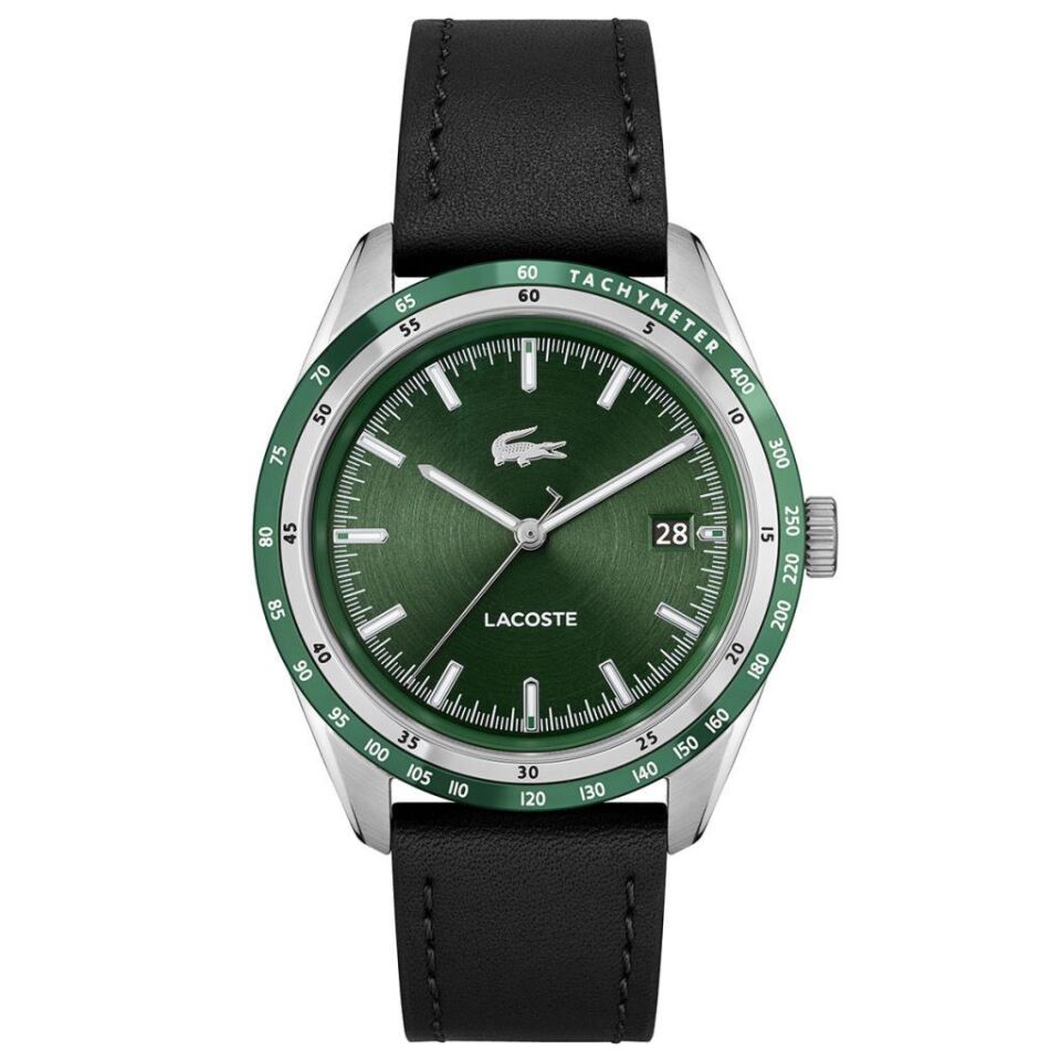 Lacoste 2011292 Quartz Deri Siyah Yeşil Kadran 40 mm Erkek Kol Saati