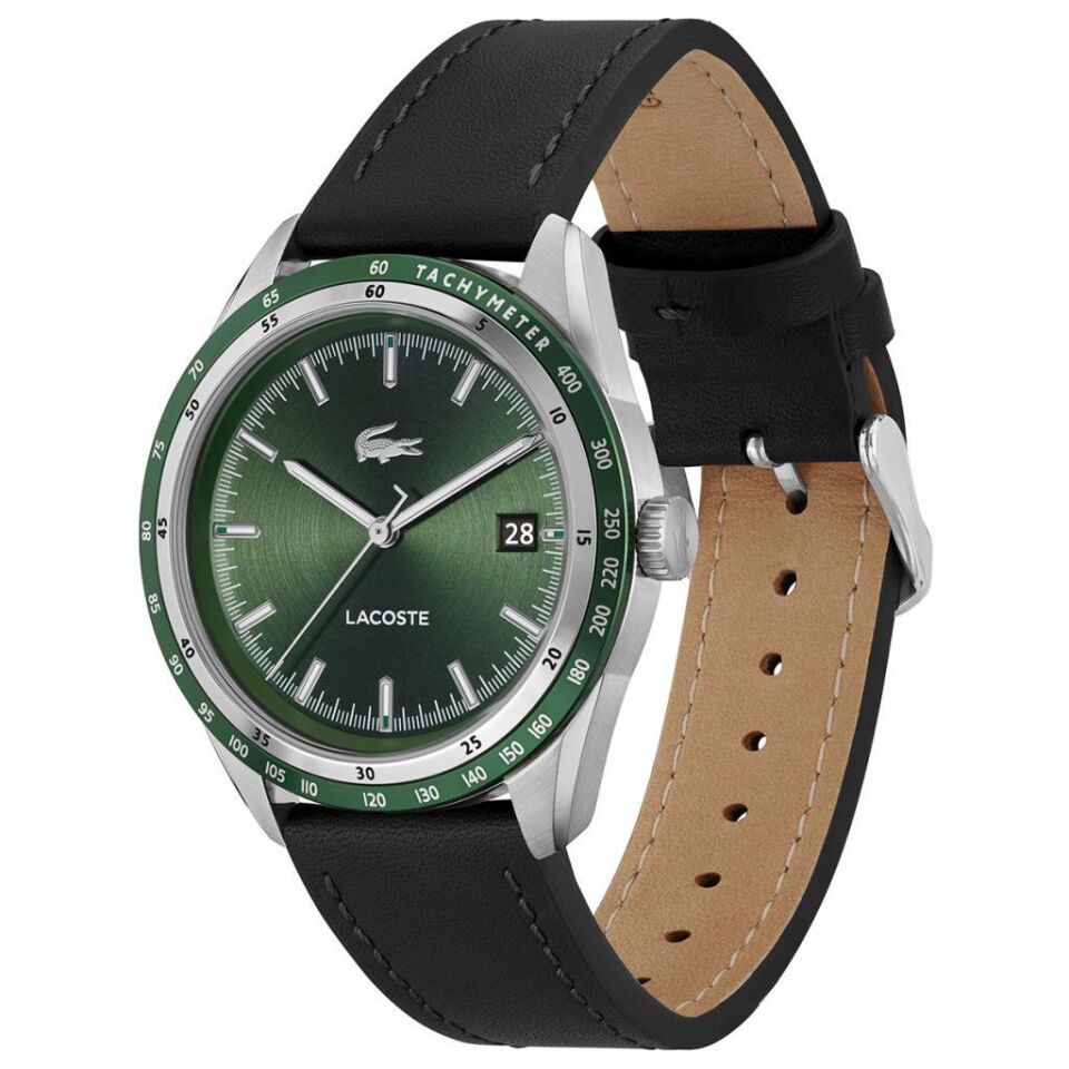 Lacoste 2011292 Quartz Deri Siyah Yeşil Kadran 40 mm Erkek Kol Saati
