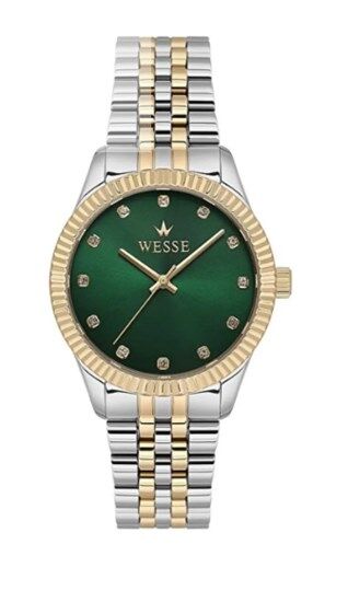 Wesse WWL1088B07 Quartz Çelik Altın/Gri Yeşil Kadran 36 mm Kadın Kol Saati