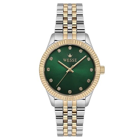 Wesse WWL1088B07 Quartz Çelik Altın/Gri Yeşil Kadran 36 mm Kadın Kol Saati