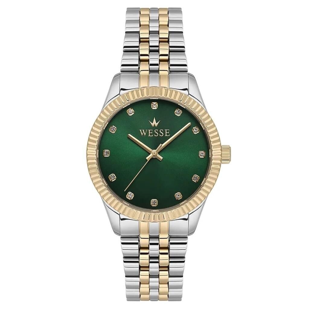 Wesse WWL1088B07 Quartz Çelik Altın/Gri Yeşil Kadran 36 mm Kadın Kol Saati