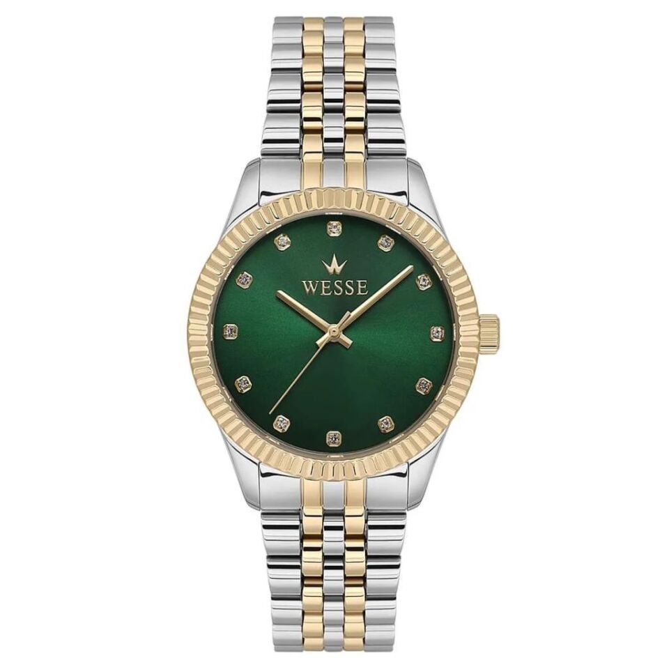 Wesse WWL1088B07 Quartz Çelik Altın/Gri Yeşil Kadran 36 mm Kadın Kol Saati