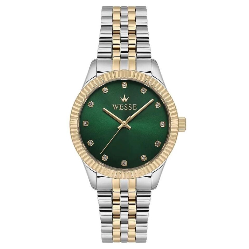 Wesse WWL1088B07 Quartz Çelik Altın/Gri Yeşil Kadran 36 mm Kadın Kol Saati