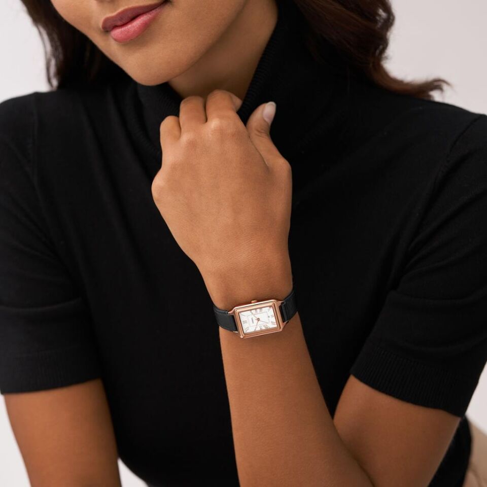 Fossil FES5310 Quartz Dikdörtgen Kasa Deri Siyah 23 mm Kadın Kol Saati