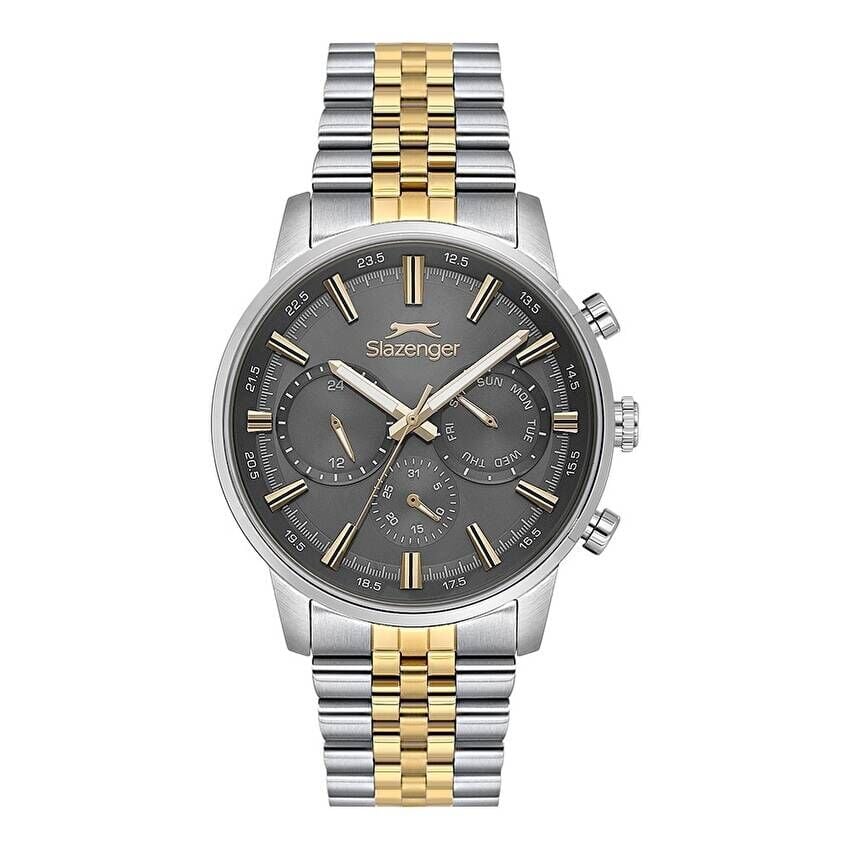 Slazenger SL.09.2453.2.06 Quartz Çelik Altın/Gri Siyah Kadran 43 mm Erkek Kol Saati