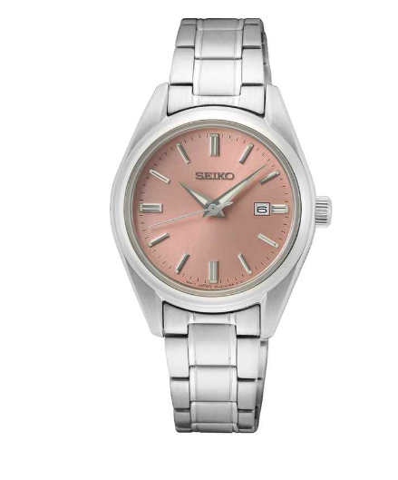 Seiko SUR529P Quartz Çelik Gri Pembe Kadran Safir Cam 10 ATM 30 mm Kadın Kol Saati