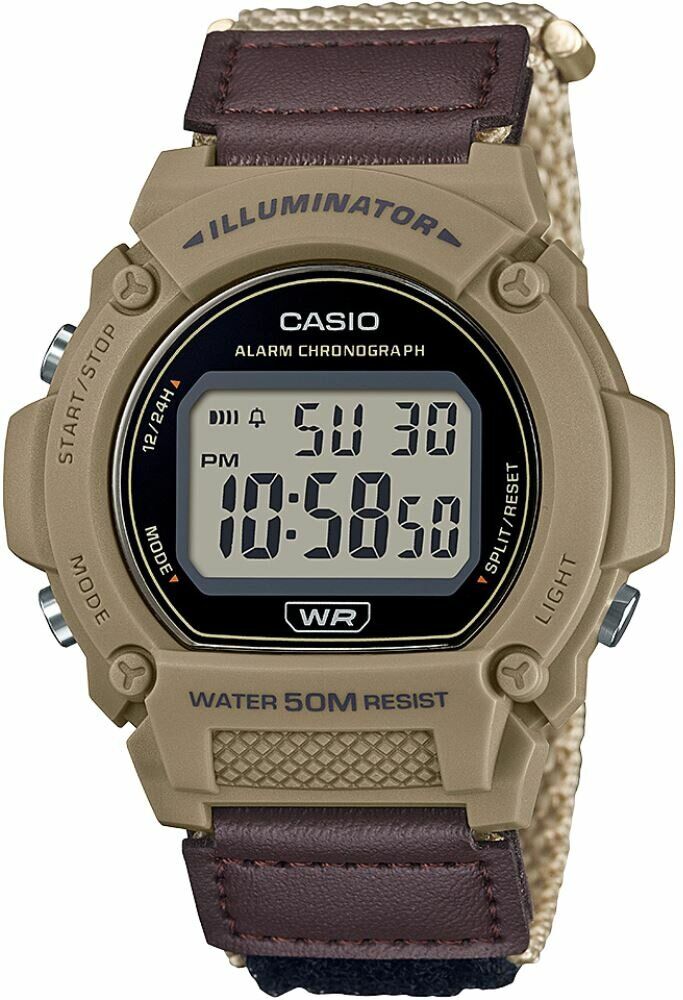 Casio W-219HB-5AVDF Quartz Digital Nato Kahve 47 mm Erkek Kol Saati
