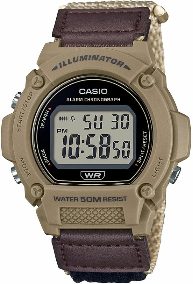 Casio W-219HB-5AVDF Quartz Digital Nato Kahve 47 mm Erkek Kol Saati