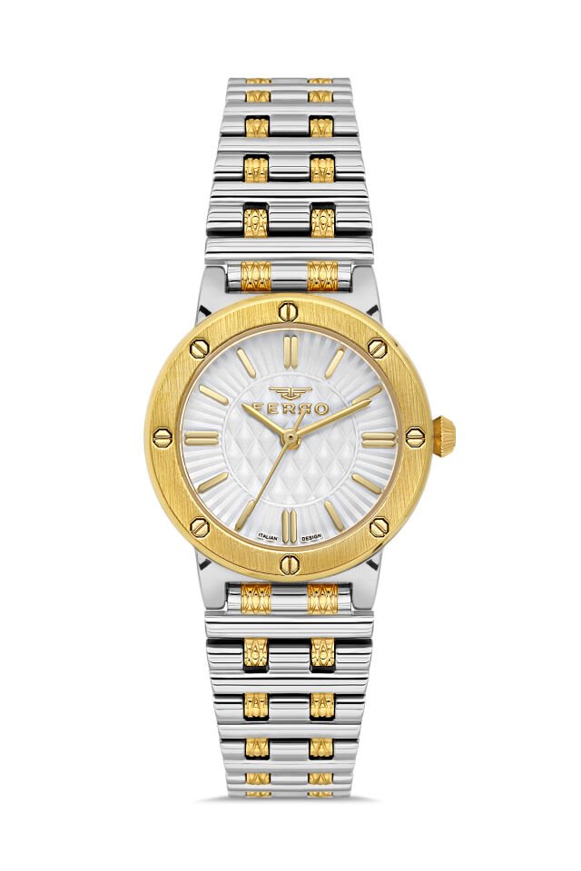 Ferro FL43010A-D Quartz Çelik Altın/Gri 30 mm Kadın Kol Saati