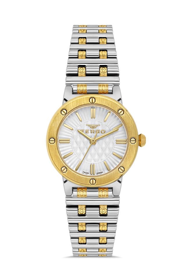 Ferro FL43010A-D Quartz Çelik Altın/Gri 30 mm Kadın Kol Saati
