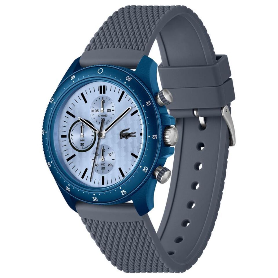 Lacoste 2011327 Quartz Silikon Gri Mavi Kadran 43 mm Erkek Kol Saati