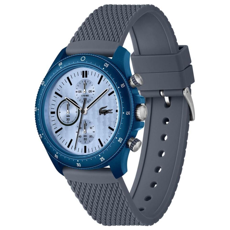 Lacoste 2011327 Quartz Silikon Gri Mavi Kadran 43 mm Erkek Kol Saati