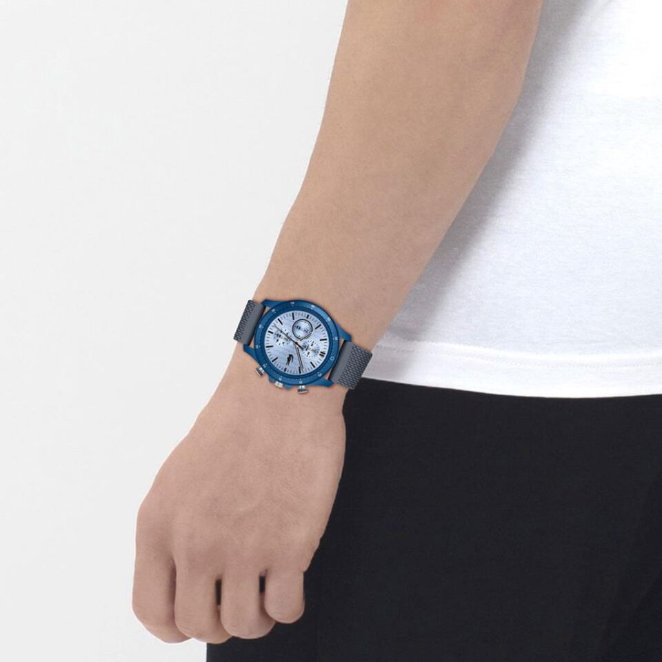 Lacoste 2011327 Quartz Silikon Gri Mavi Kadran 43 mm Erkek Kol Saati