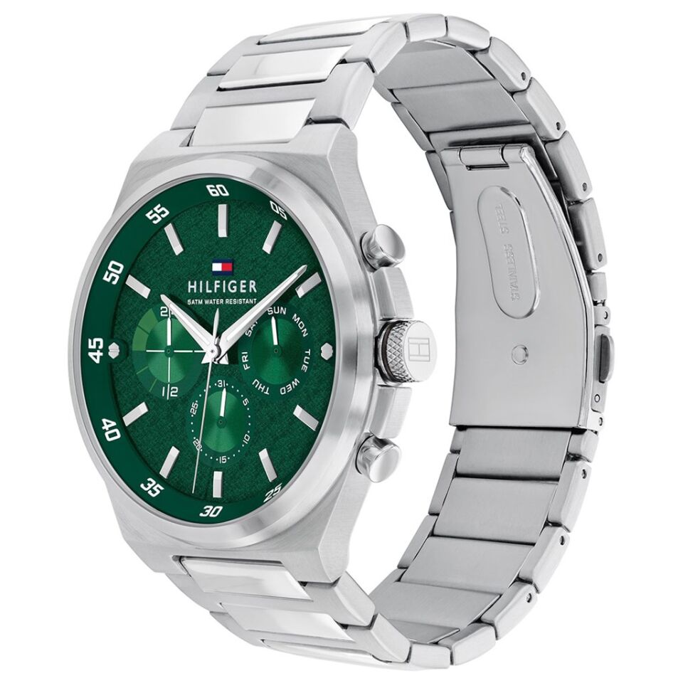Tommy Hilfiger TH1792088 Quartz Çelik Gri Yeşil Kadran 46 mm Erkek Kol Saati