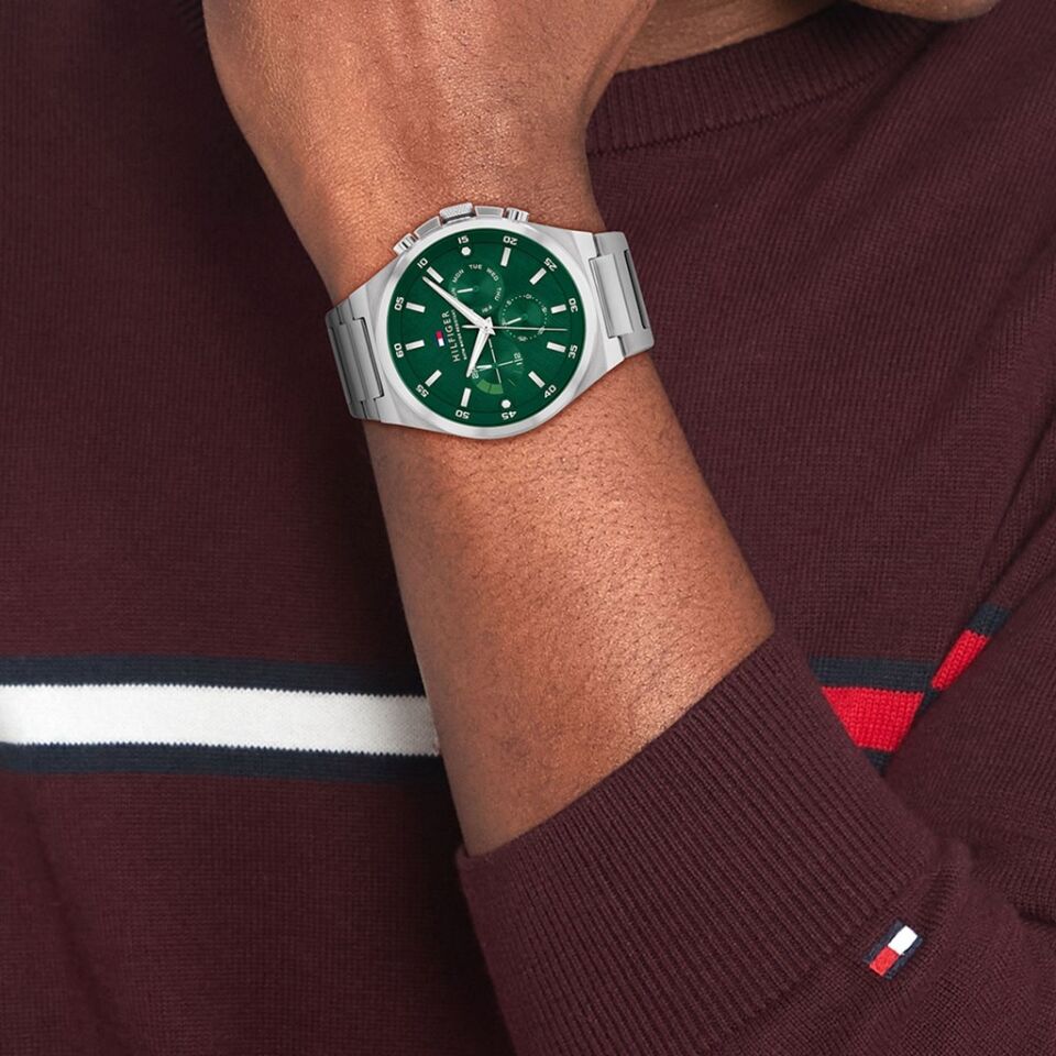 Tommy Hilfiger TH1792088 Quartz Çelik Gri Yeşil Kadran 46 mm Erkek Kol Saati