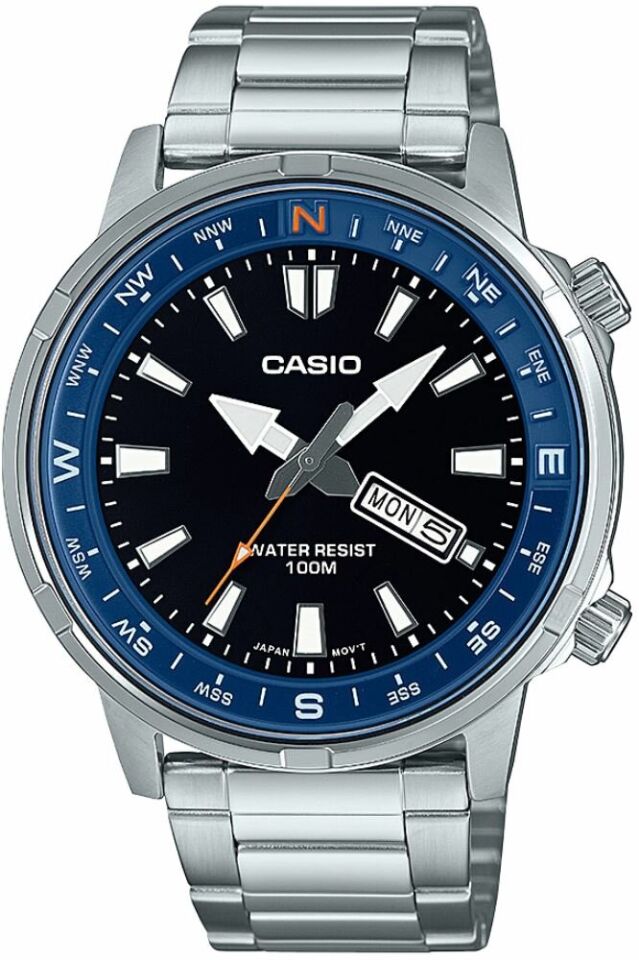 Casio MTD-130D-1A2VDF Quartz Çelik Gri Siyah Kadran 44 mm Erkek Kol Saati