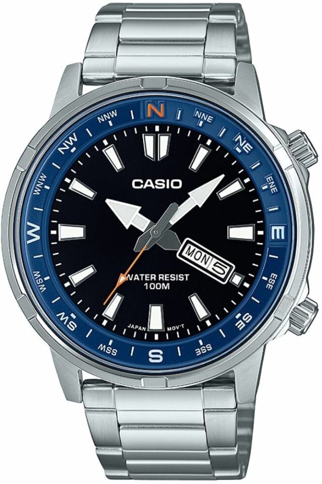 Casio MTD-130D-1A2VDF Quartz Çelik Gri Siyah Kadran 44 mm Erkek Kol Saati