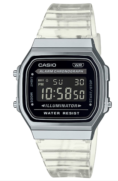 Casio A168XES-1BDF Quartz Silikon Şeffaf Köşeli Kasa 34 mm Erkek Kol Saati