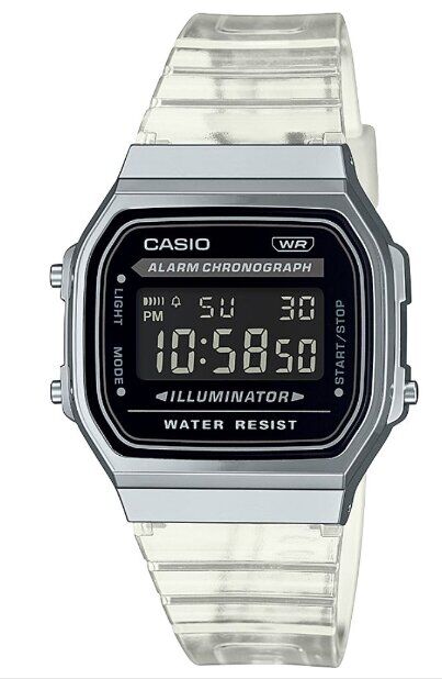 Casio A168XES-1BDF Quartz Silikon Şeffaf Köşeli Kasa 34 mm Erkek Kol Saati