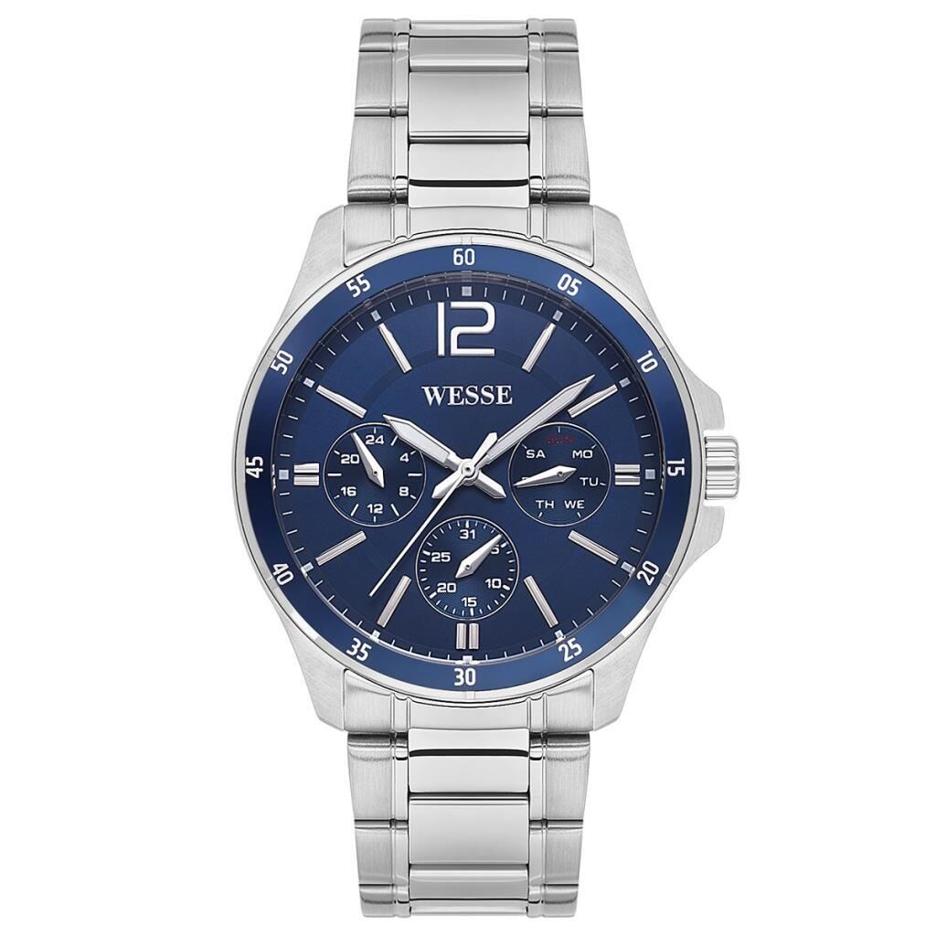 Wesse WWG208802 Quartz Çelik Gri Mavi Kadran 43 mm Erkek Kol Saati