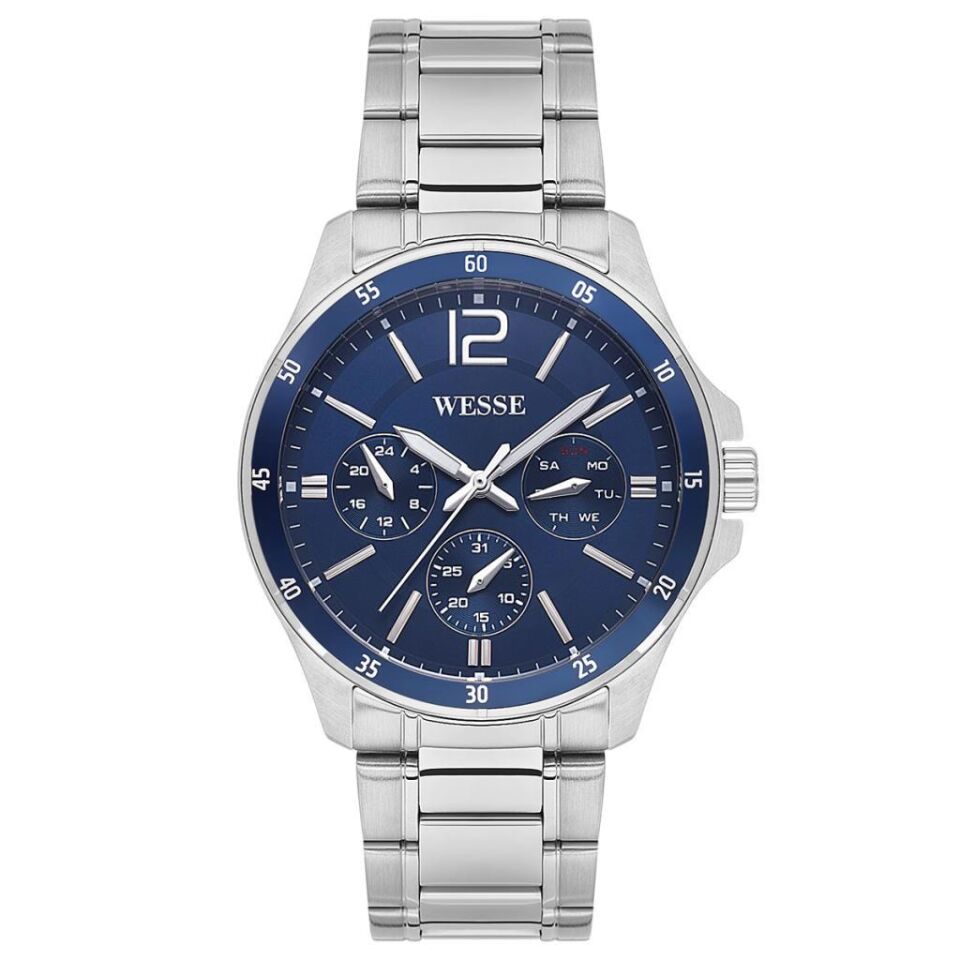 Wesse WWG208802 Quartz Çelik Gri Mavi Kadran 43 mm Erkek Kol Saati