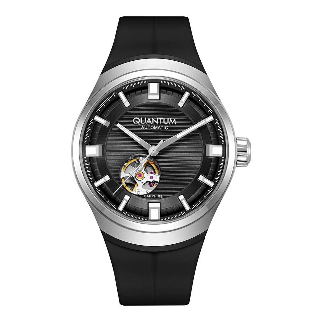 Quantum QMG1203.351 Otomatik Silikon Siyah Safir Cam 10 ATM 43 mm Erkek kol Saati
